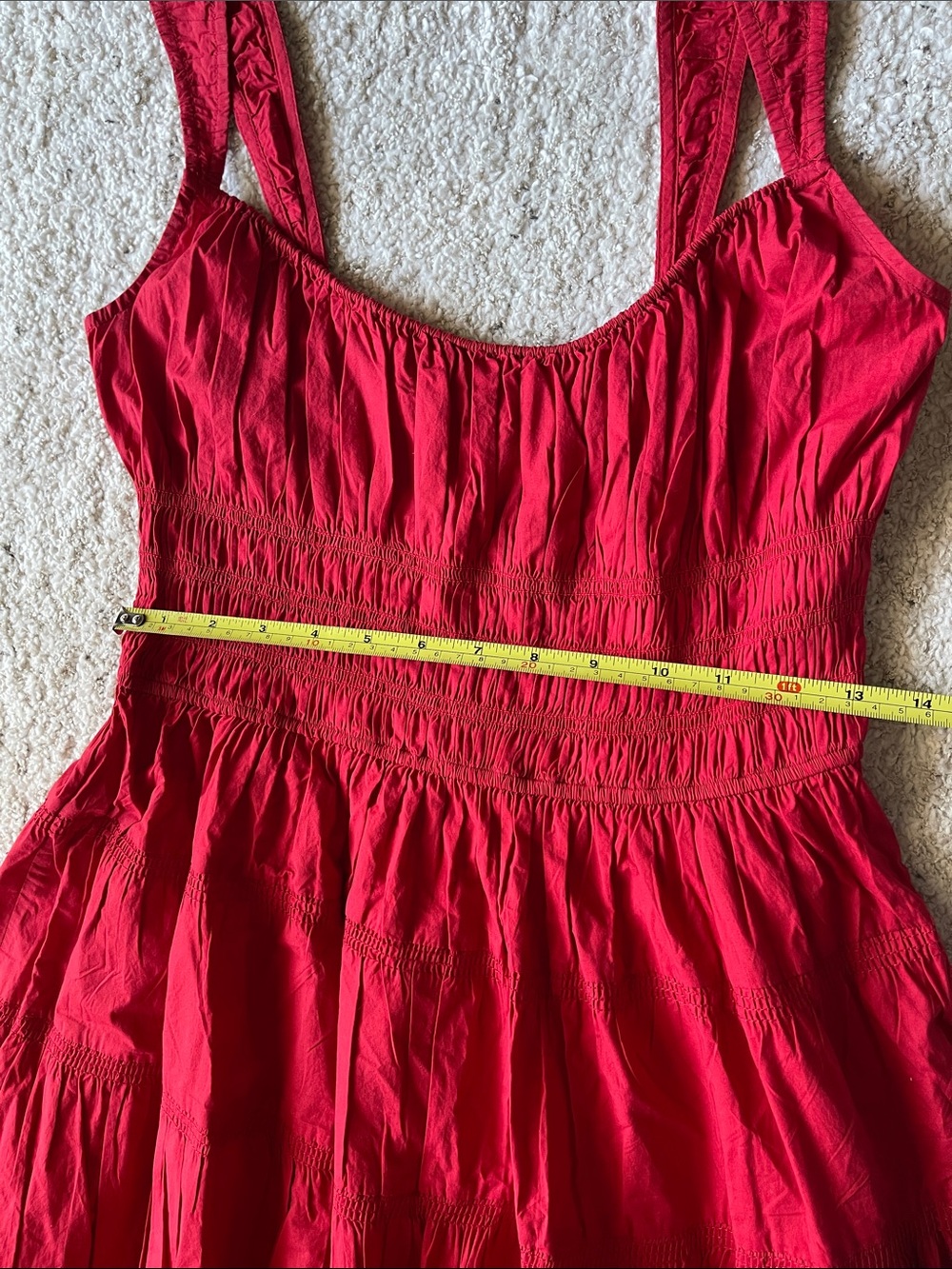 Doen Clover Red Dress Poplin Organic Cotton Tiered Sundress - Picture 15 of 15